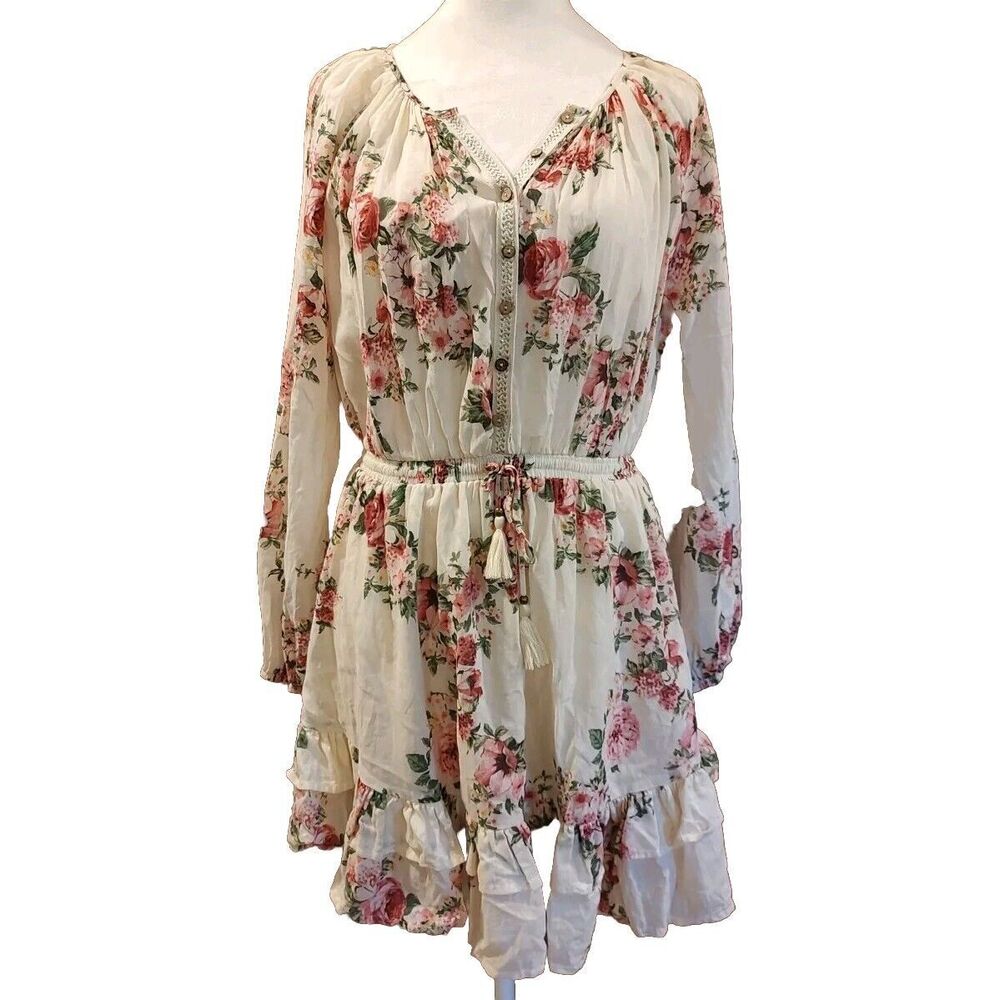 VICI Dress Women's Size Medium Floral Ruffled Lined Country Romantic Festival
